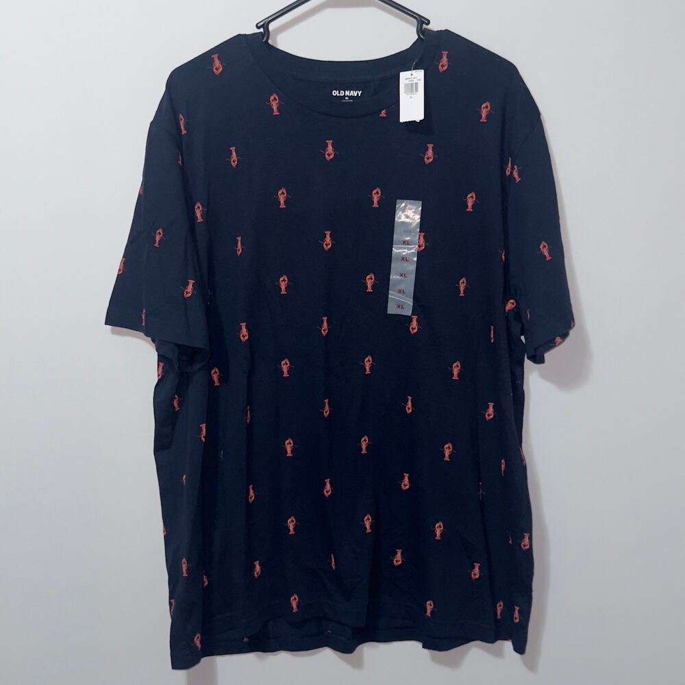 Old navy blue lobster print Crew-Neck T-Shirt men’s size XL NWT